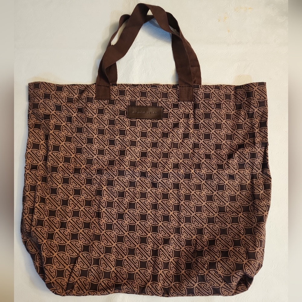ANTONIO MELANI Cloth/Canvas like Shopping Tote Brown/Beige